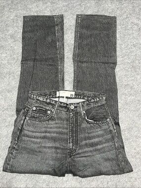 rag & bone Black Magic Liquid Alex High Rise Straight Washed Black Leggings